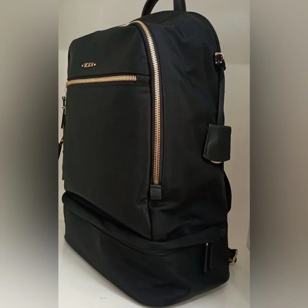 NWT TUMI Voyageur Bexley Laptop Backpack Black Gold Hardware wt Shoe Compartment - Picture 2 of 6